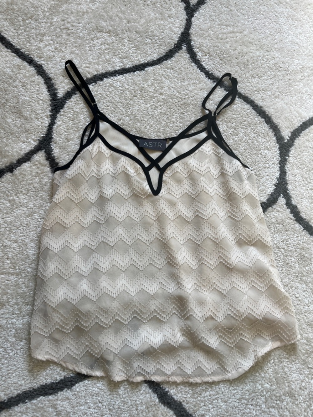 ASTR Cream Lace Cami with Black Trim